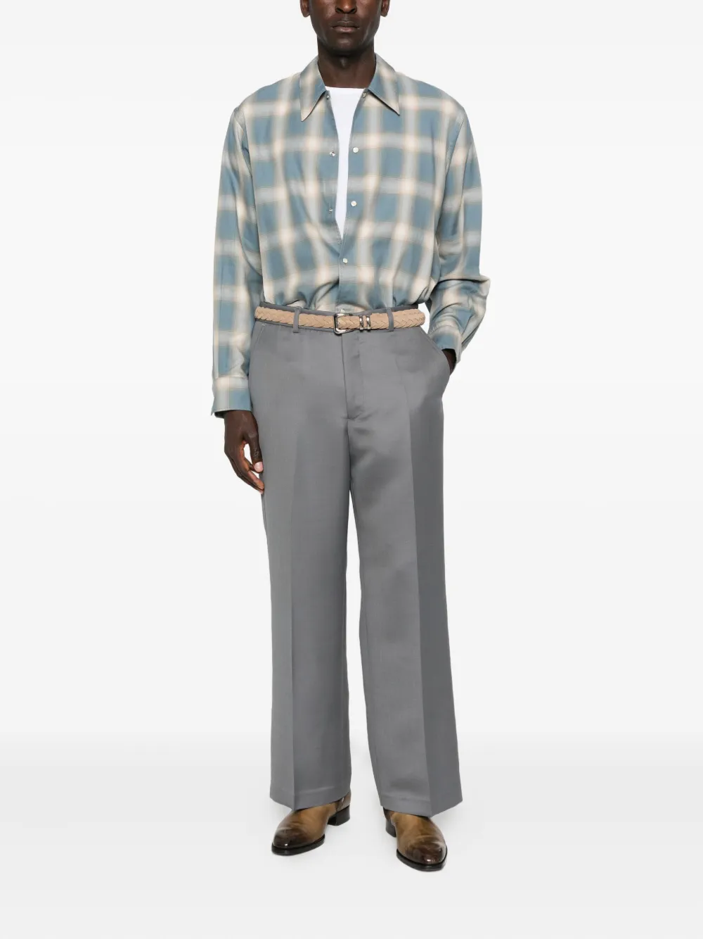 Second/Layer checked cotton shirt - Blauw