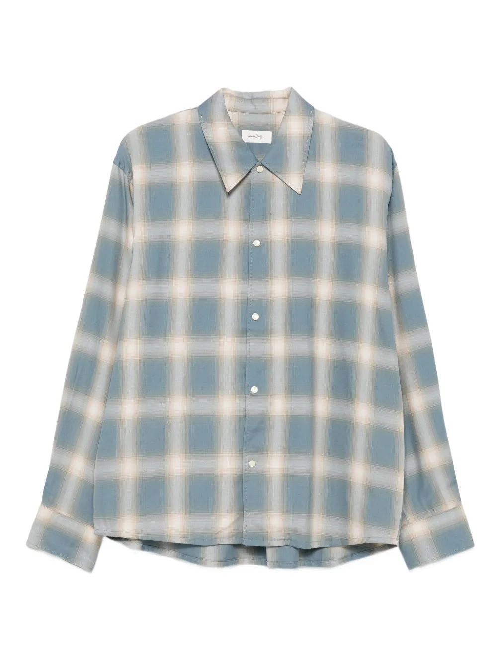 Second/Layer checked cotton shirt | Blue | Image 1
