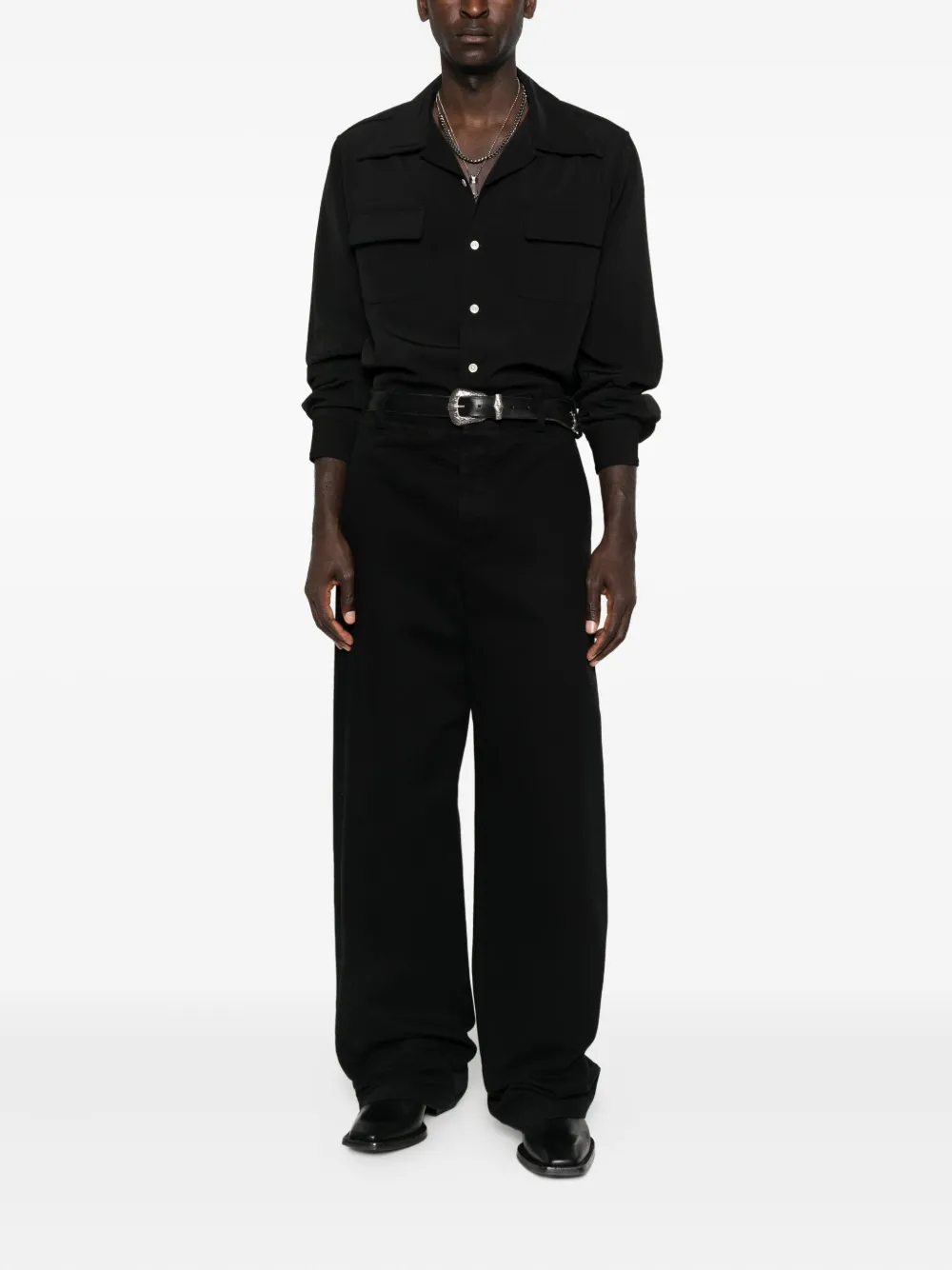 Second/Layer double-pocket shirt - Zwart