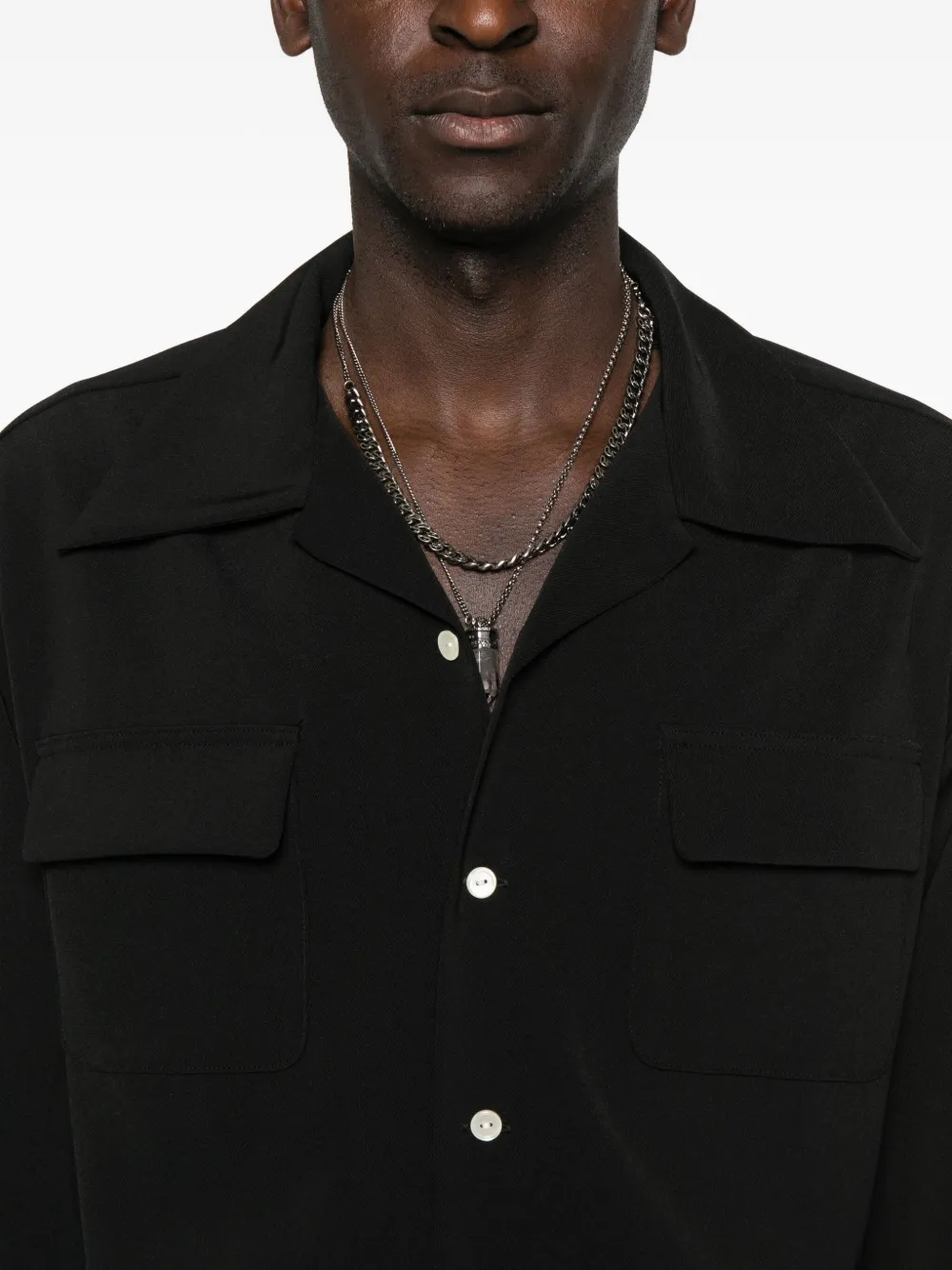 Second / Layer Double-pocket Shirt In Black