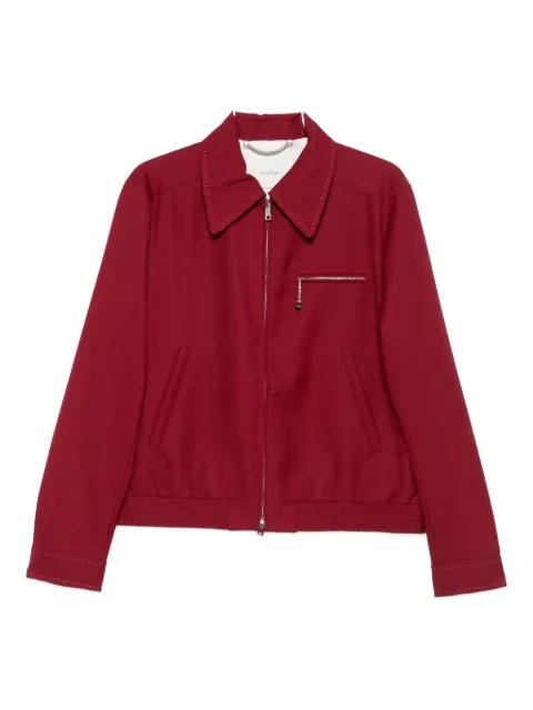 Second/Layer zip-fastening stitched-detail jacket