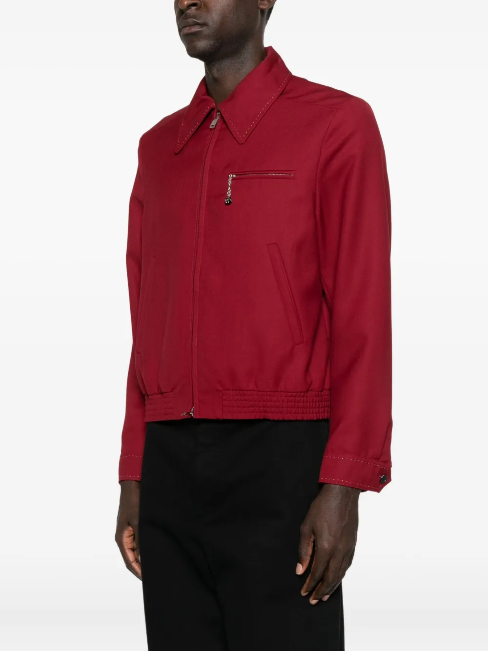  Second/layer Zip-fastening Stitched-detail Jacket - Red 