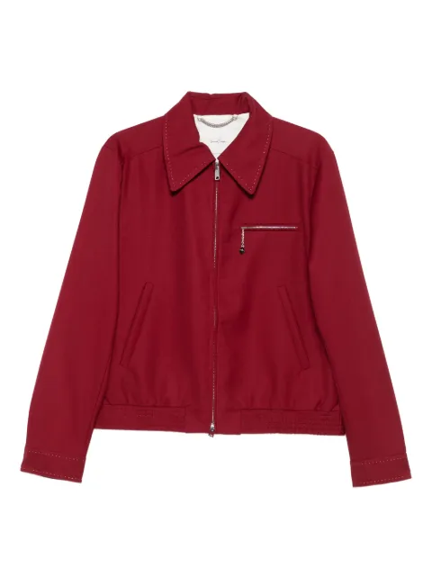 Second/Layer zip-fastening stitched-detail jacket
