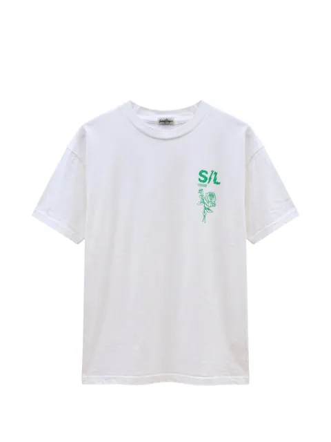 Second/Layer logo-print rose-graphic T-shirt