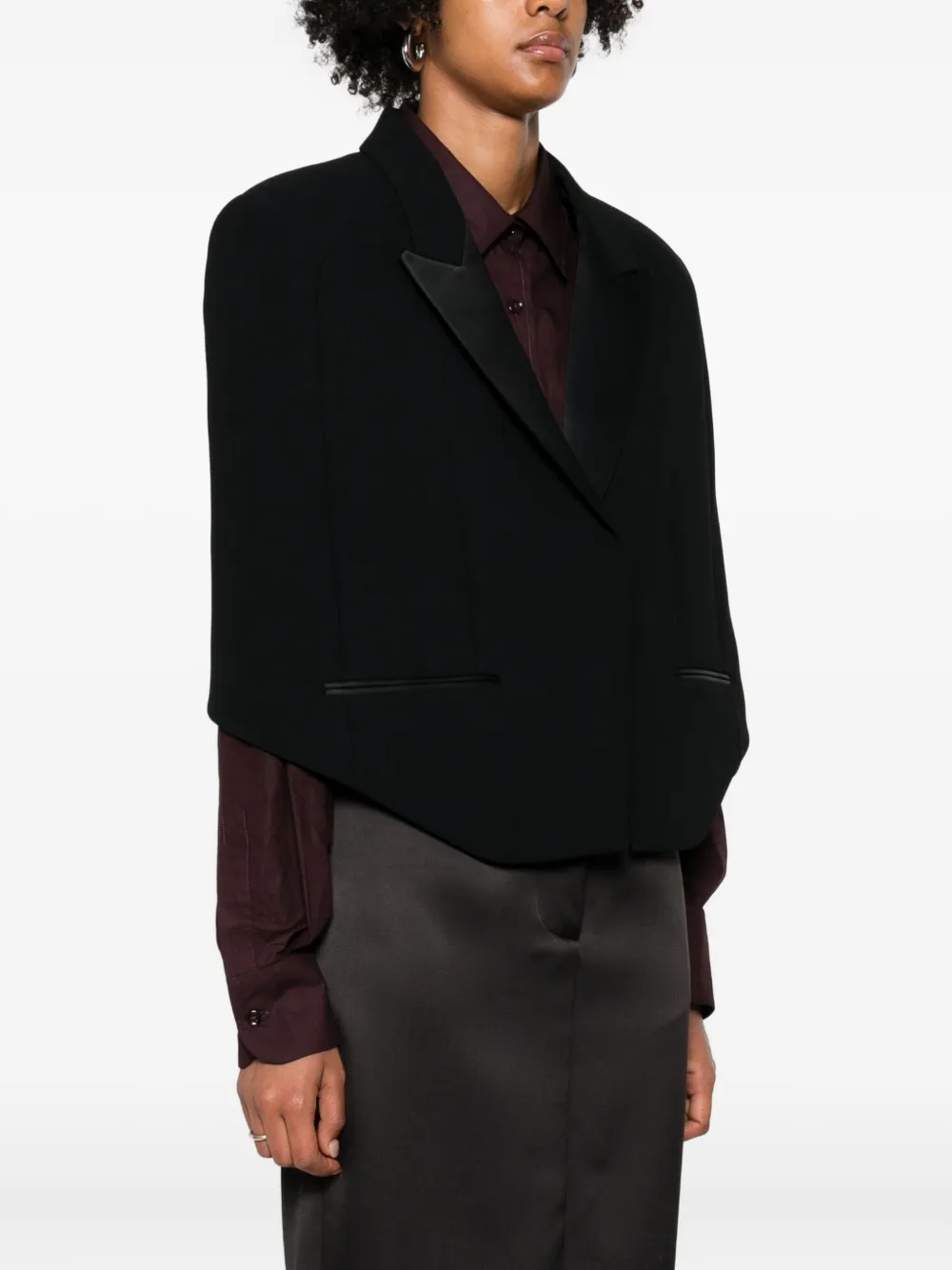 Khaite Satin-lapel Cropped Jacket In Black