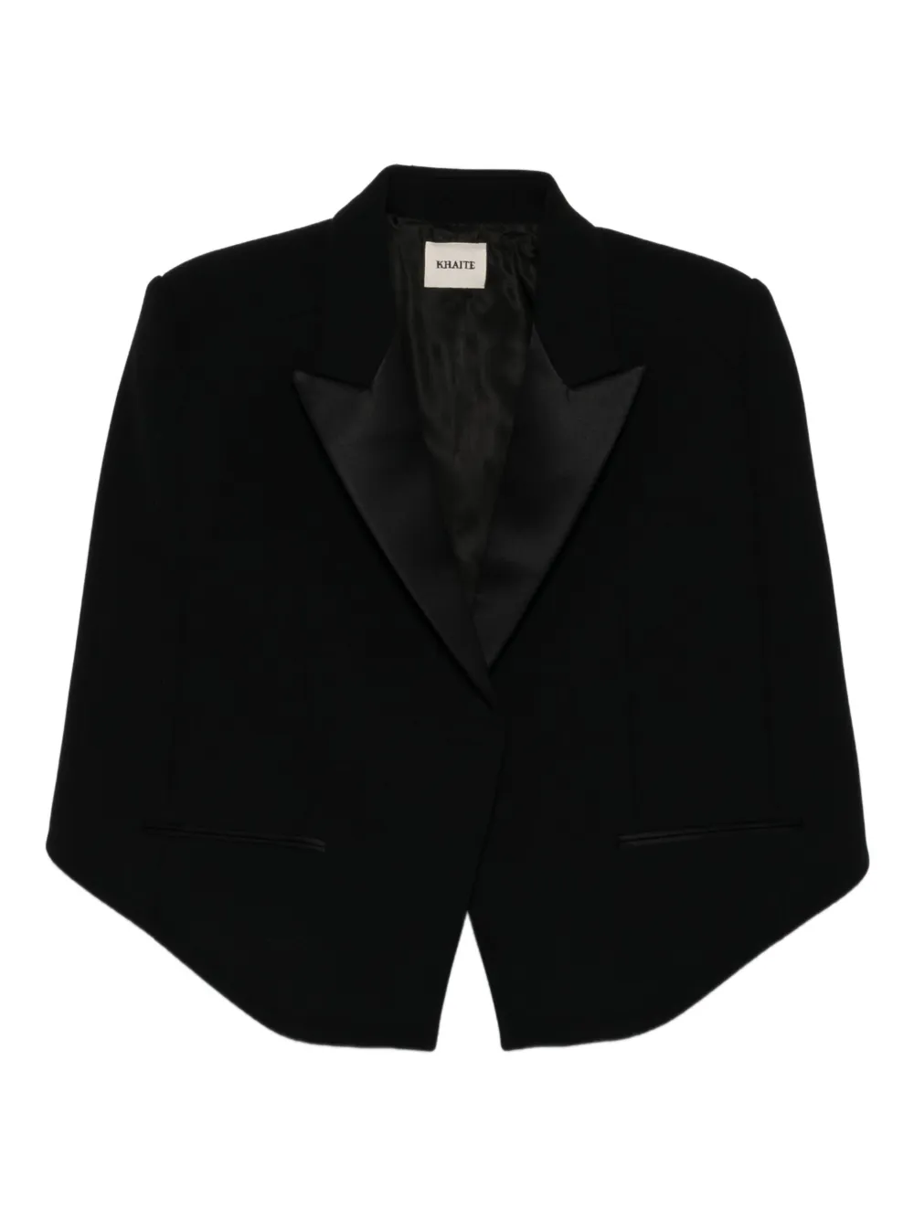 KHAITE satin-lapel cropped jacket | Black | Image 1