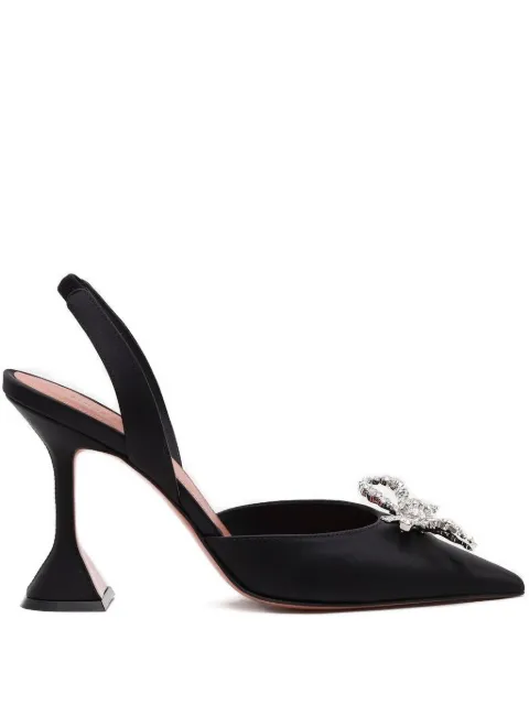 Amina Muaddi 95mm Rosie crystal-bow slingback pumps