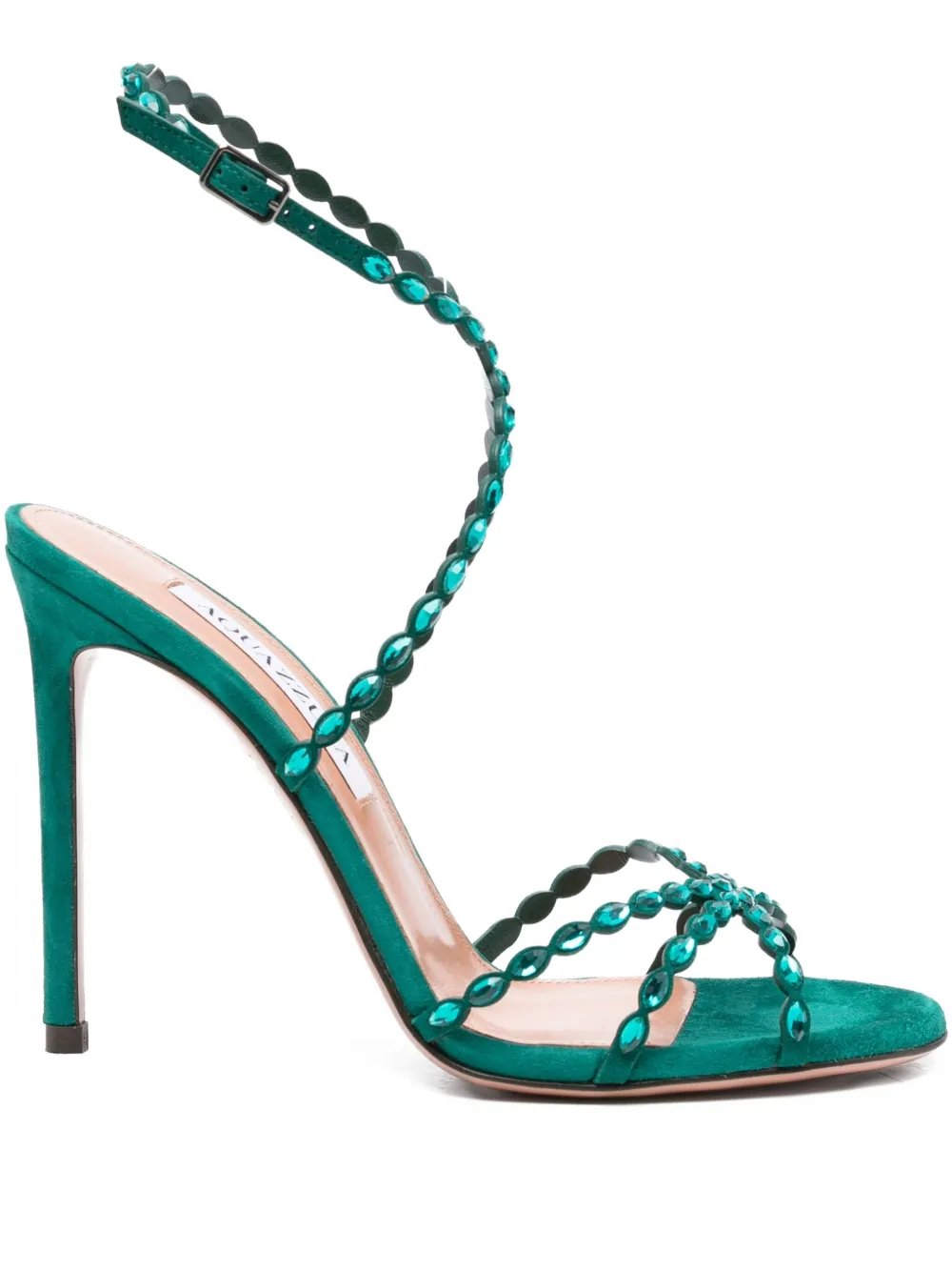 Aquazzura 110mm crystal-embellished slingback sandals Green