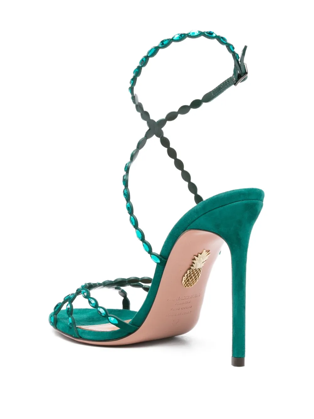 Aquazzura 110mm crystal-embellished slingback sandals Green