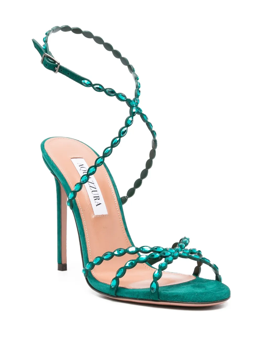 Aquazzura 110mm crystal-embellished slingback sandals Green