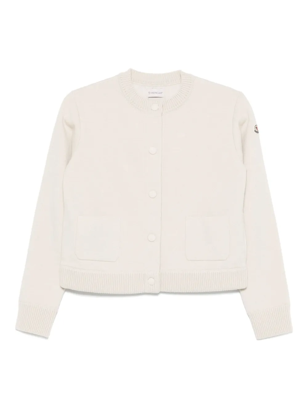 Moncler patch-logo button-fastening cardigan | Neutrals | Image 1