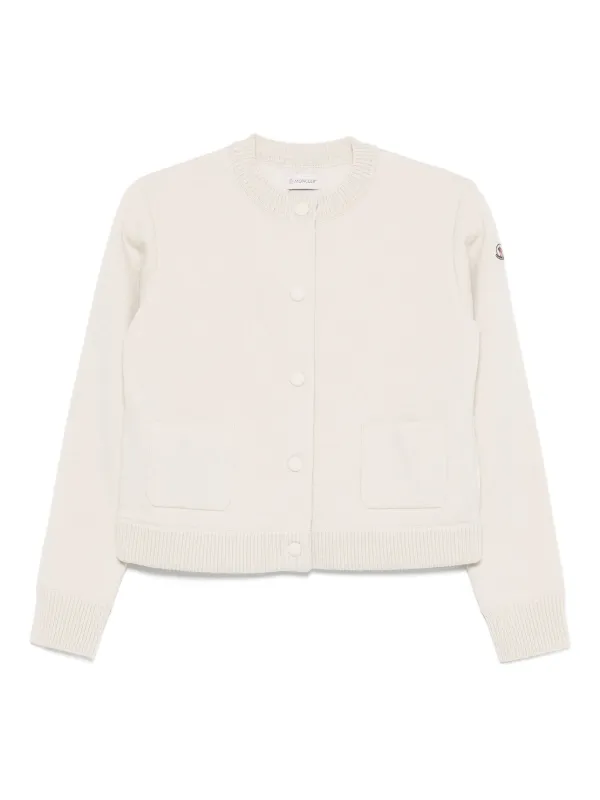 Moncler Patch-logo Button-fastening Cardigan in Neutrals