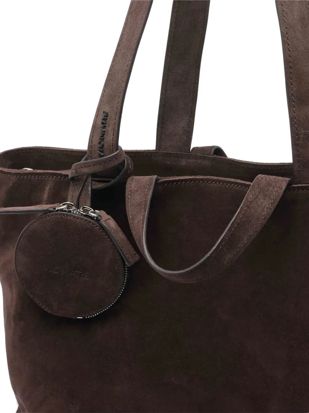 Vic Matie Suede Zip-closure Tote Bag In Brown