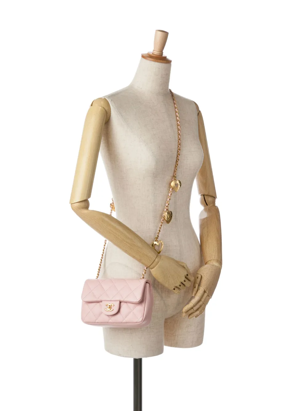 Pre-owned Chanel 2021-2024 Mini Quilted Lambskin Heart Charms Flap Crossbody Bag