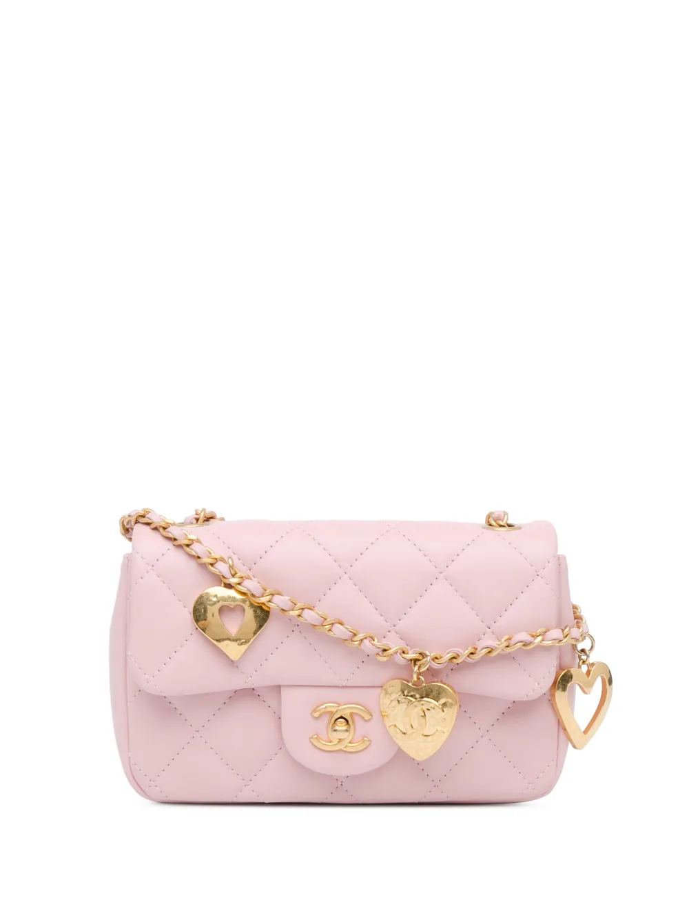 CHANEL Pre-Owned 2021-2024 Mini Quilted Lambskin Heart Charms Flap CHANEL Pre-Owned 2021-2024 Mini Quilted Lambskin Heart Charms Flap
