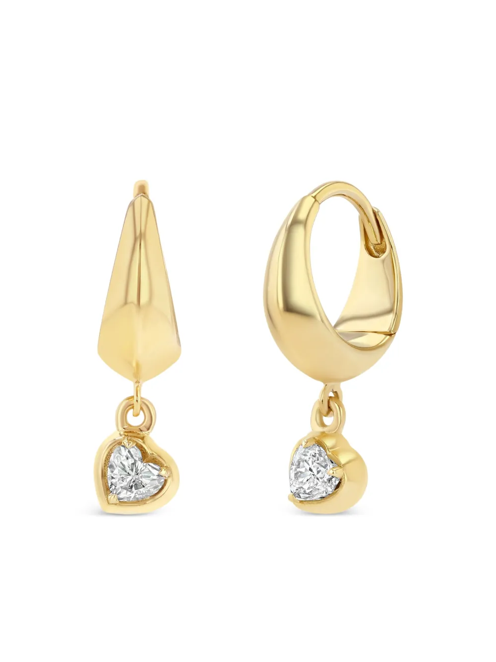 Lizzie Mandler Fine Jewelry 18k Yellow Gold Heart Diamond Hoop Earrings In Gold