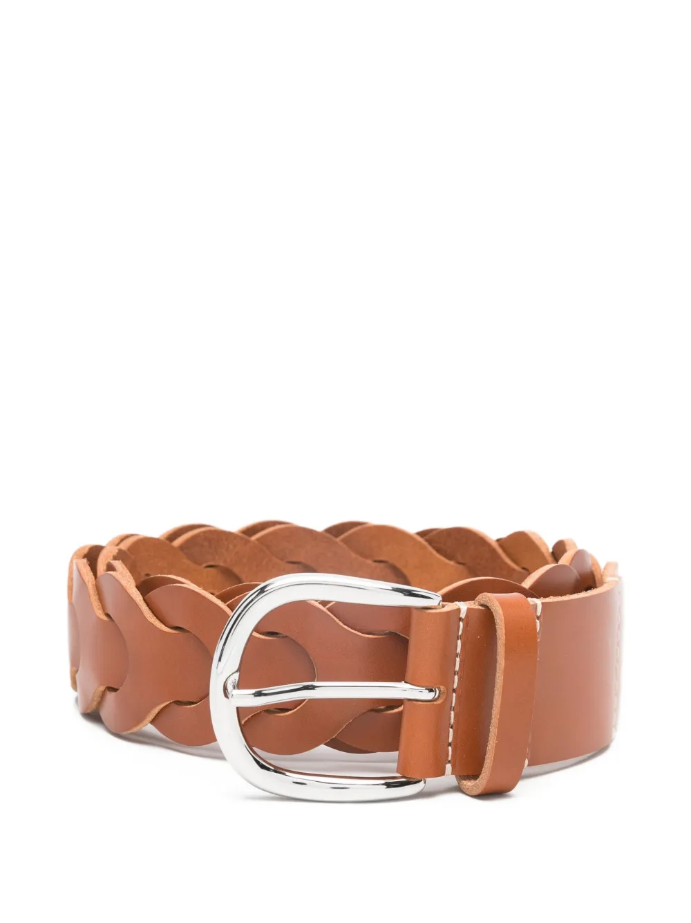 ISABEL MARANT Edena braided leather belt - Marrone