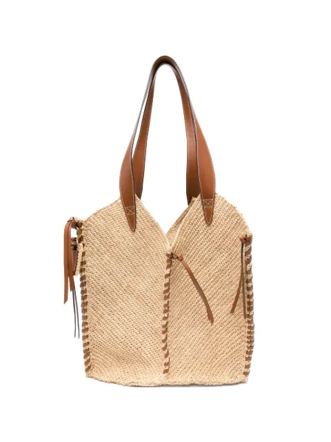 ISABEL MARANT Tampa leather-trimmed raffia shoulder bag