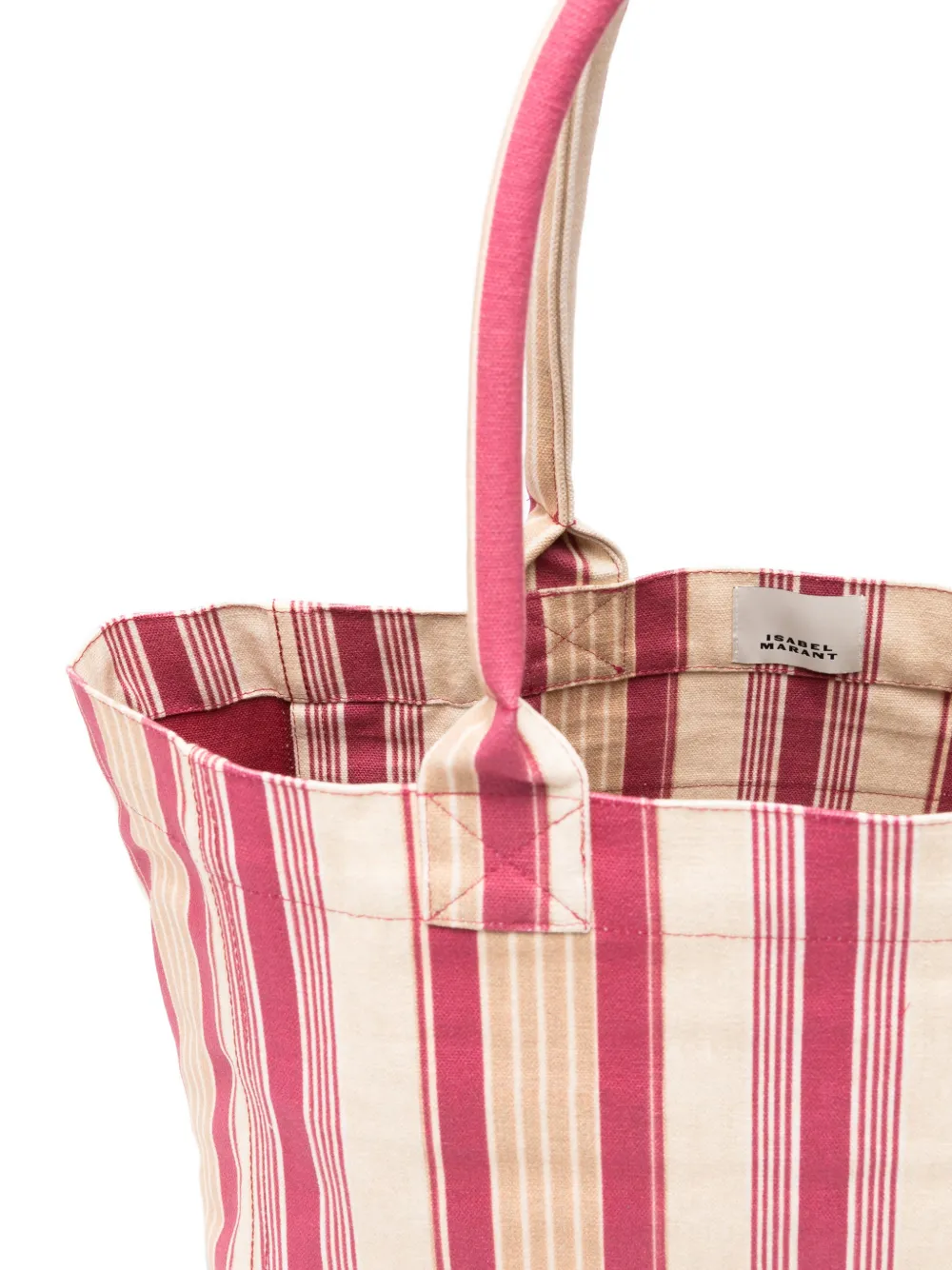 ISABEL MARANT Yenky gestreepte shopper met logopatch Roze