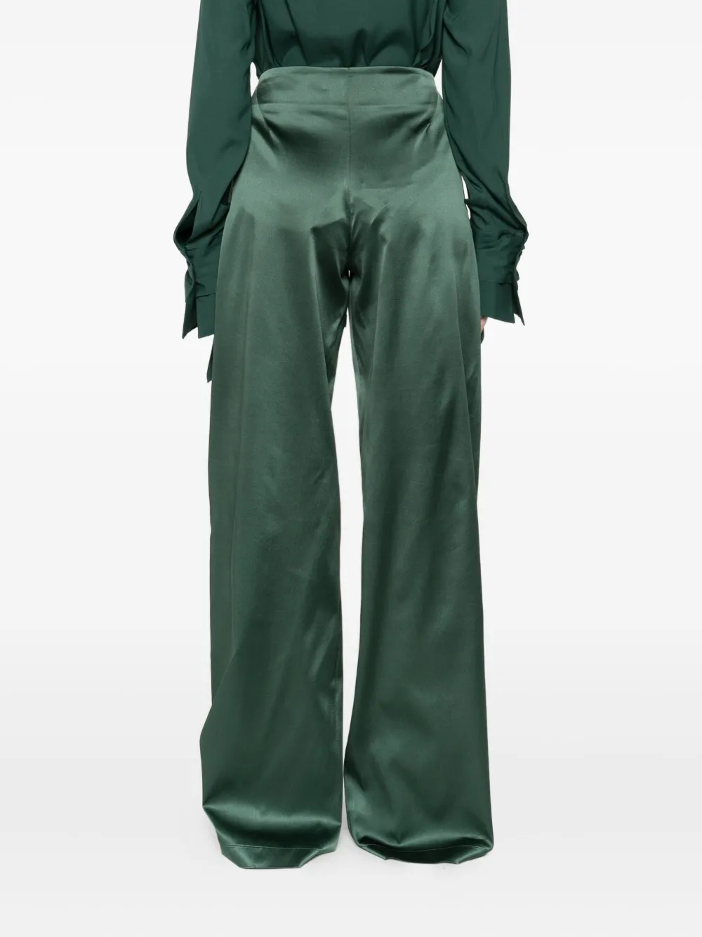 Ermanno Scervino Drawstring Silk Trousers In Green