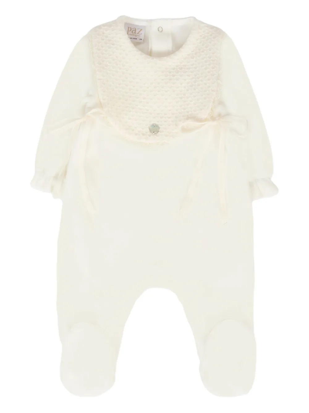 Paz Rodriguez knitted-bib ruffle jumpsuit - ホワイト Paz Rodriguez knitted-bib ruffle jumpsuit - ホワイト