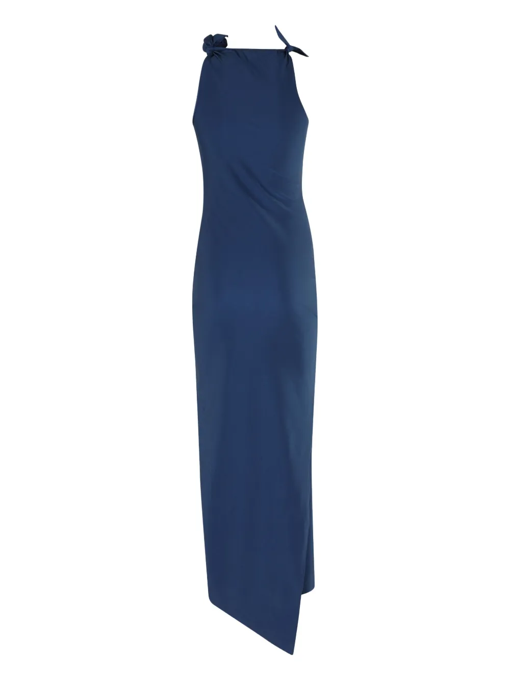 Coperni rose-embellished asymmetrical maxi dress Blauw