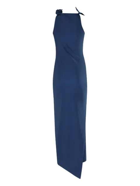 Coperni rose-embellished asymmetrical maxi dress