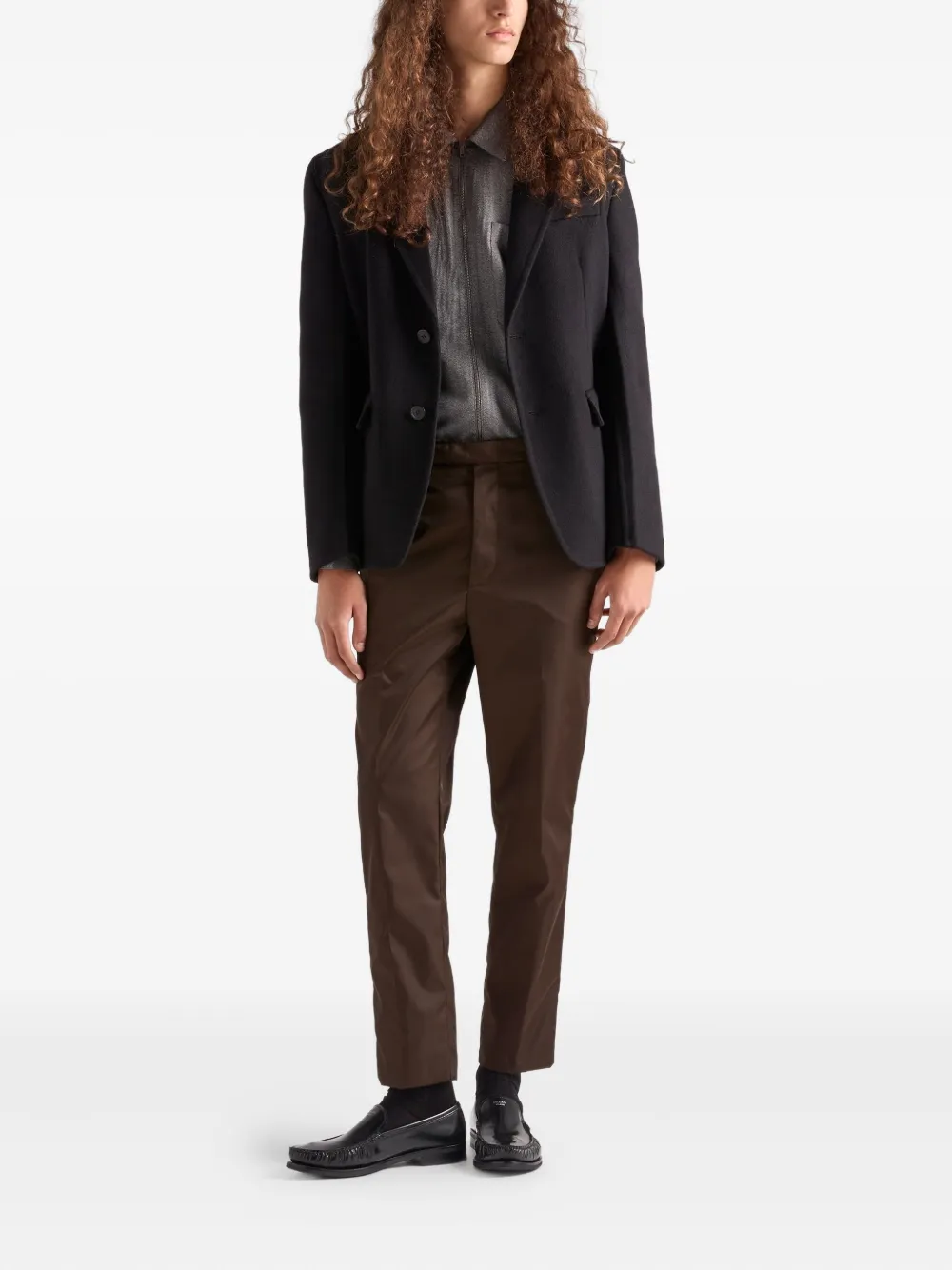 Prada Kasjmier blazer met gekerfde revers Zwart