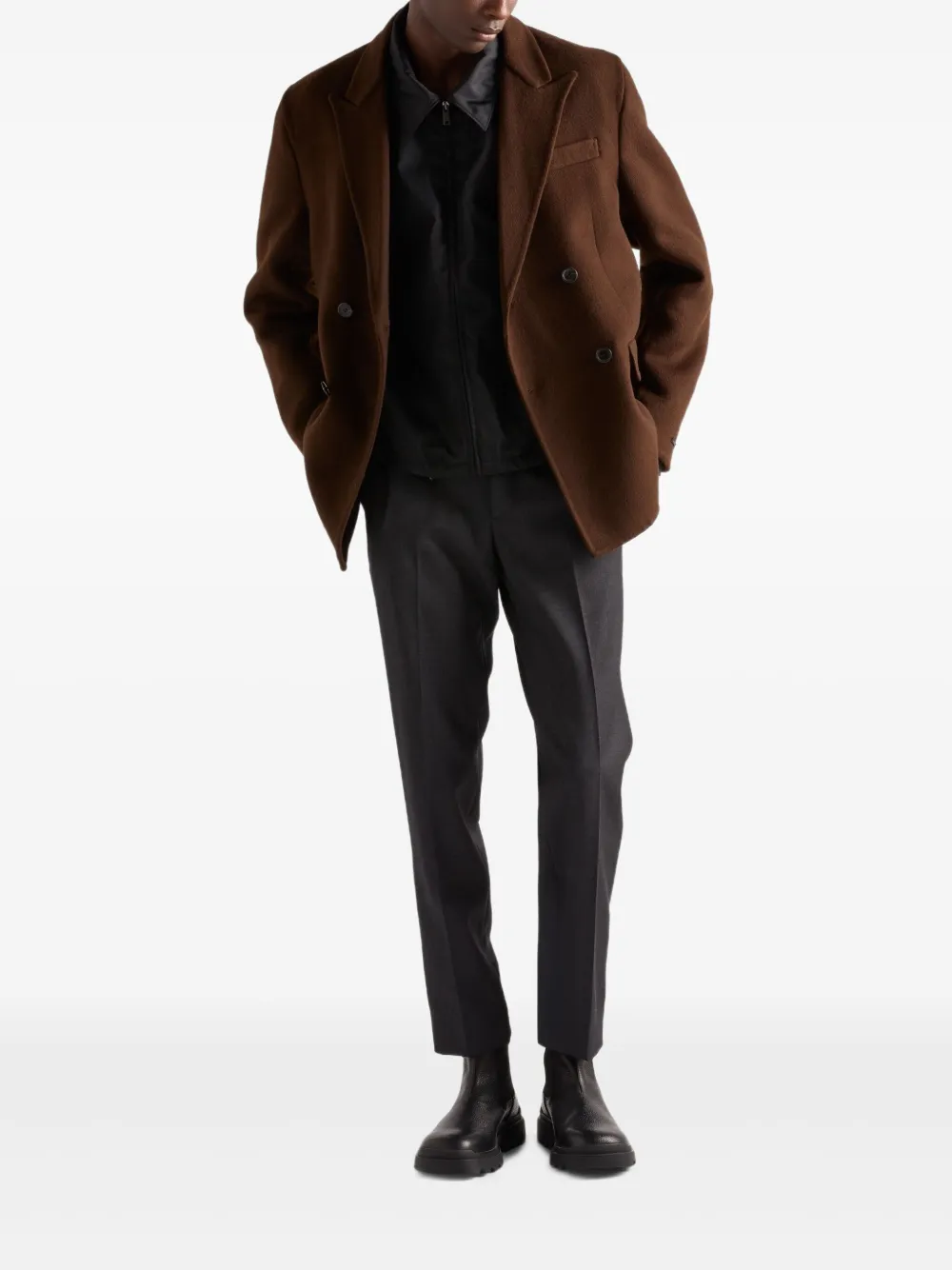 Prada Kasjmier blazer met dubbele rij knopen Bruin