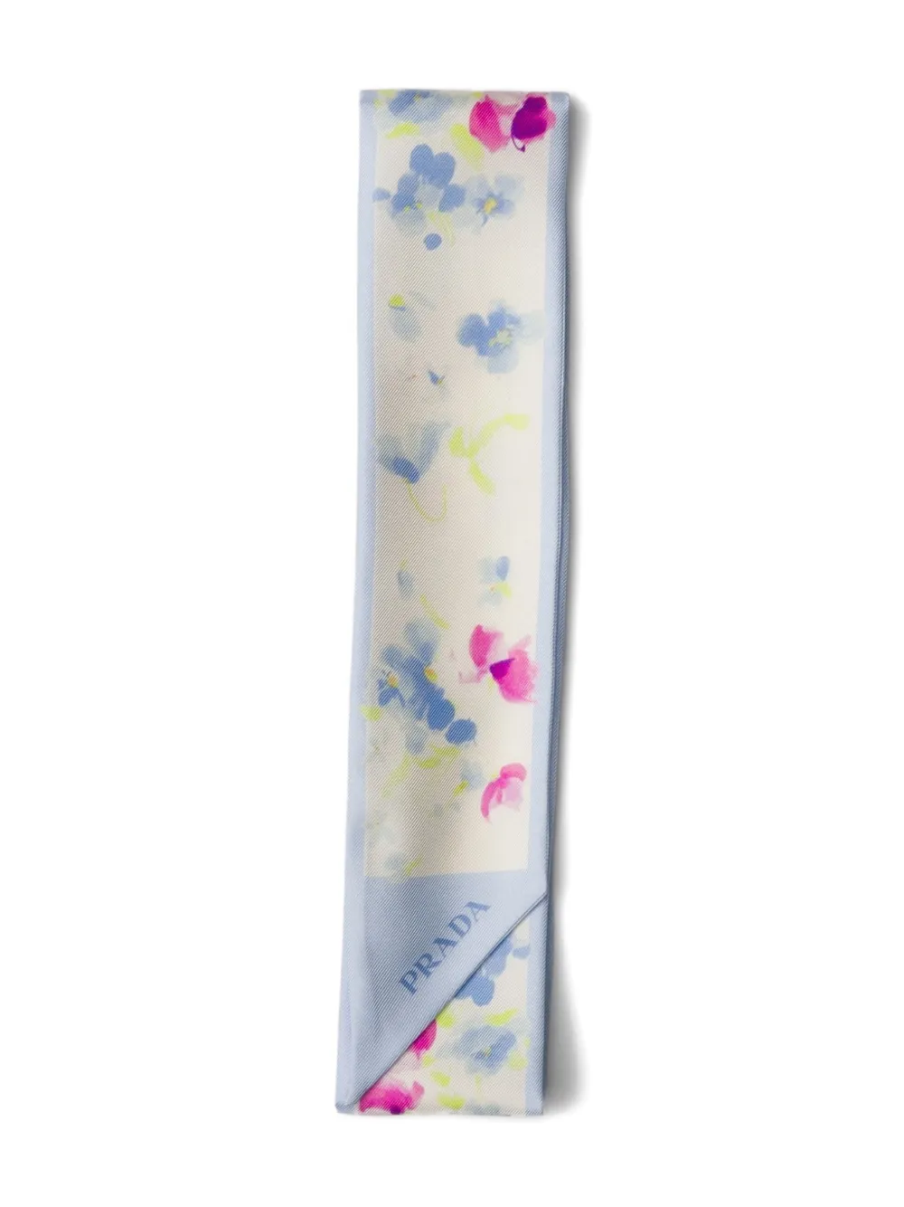 Prada floral-print twill scarf Wit