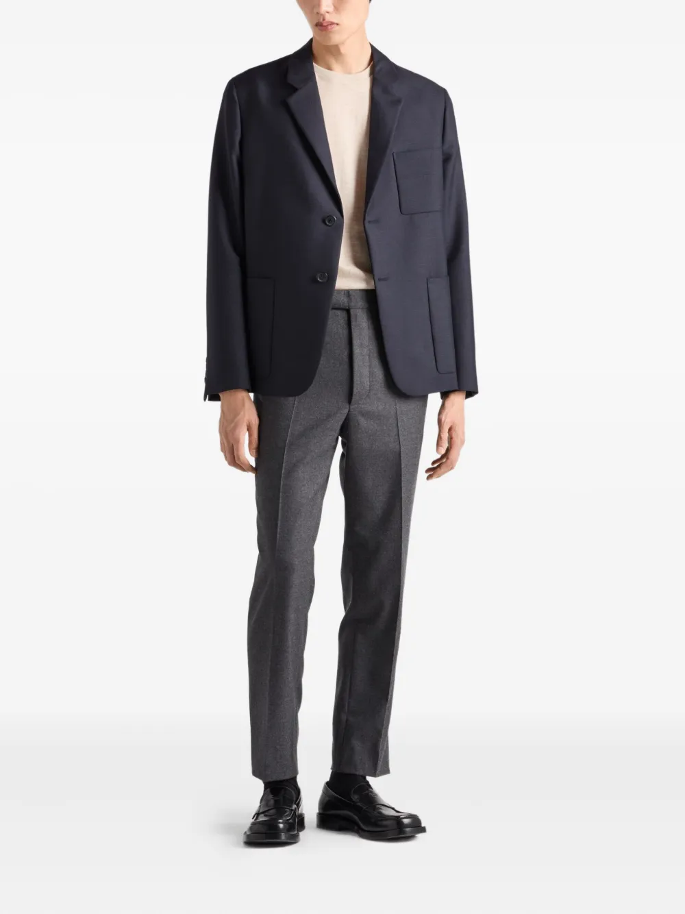 Prada Blazer met opgestikte zak en twee knopen Blauw