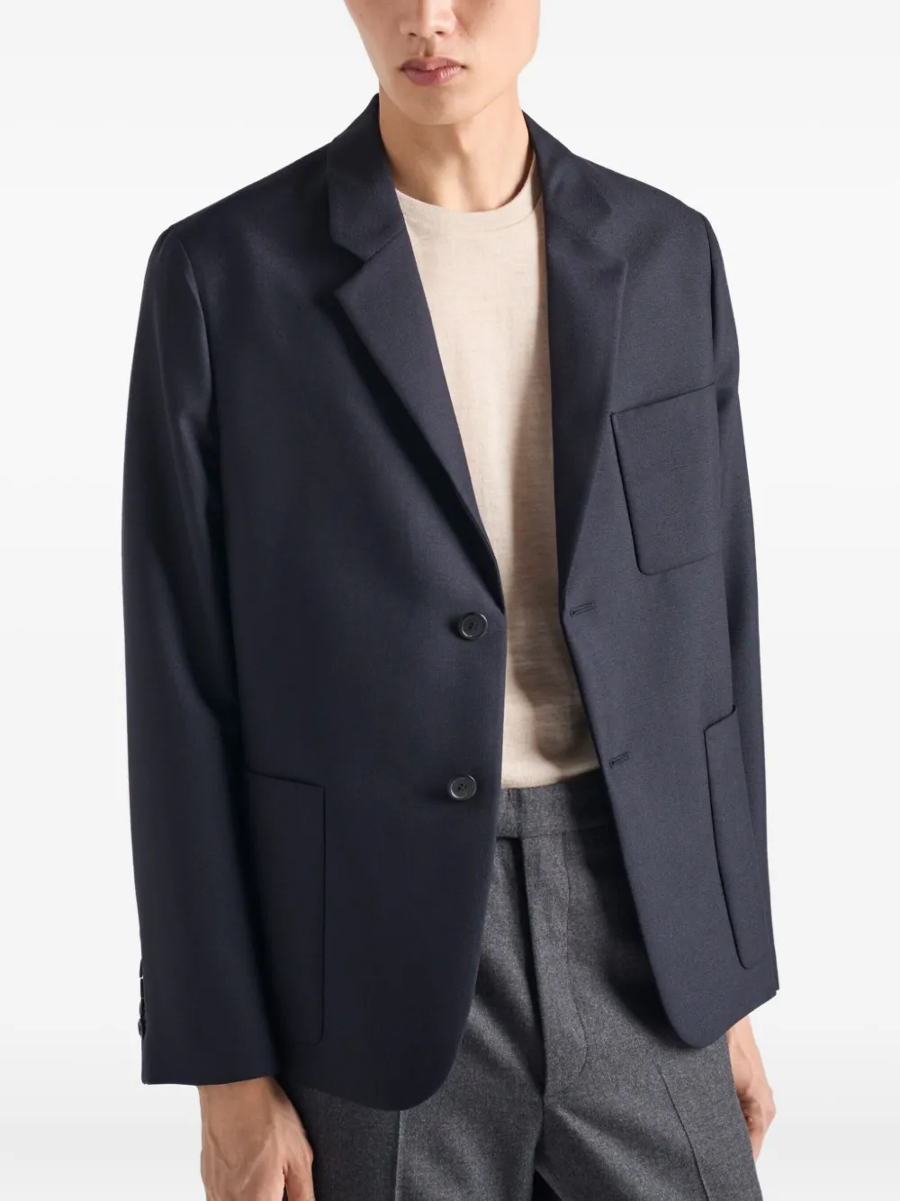 Prada Blazer met opgestikte zak en twee knopen Blauw