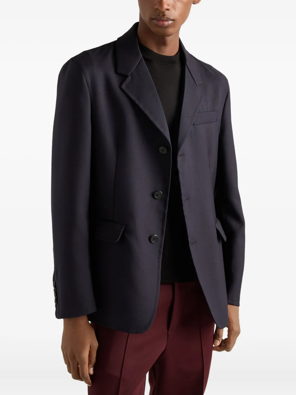 Prada Notch-lapels Three-button Blazer In Blue