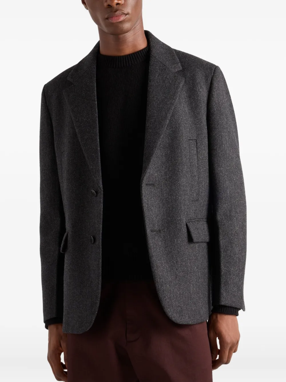 Prada Wollen jack met gekerfde revers Grijs