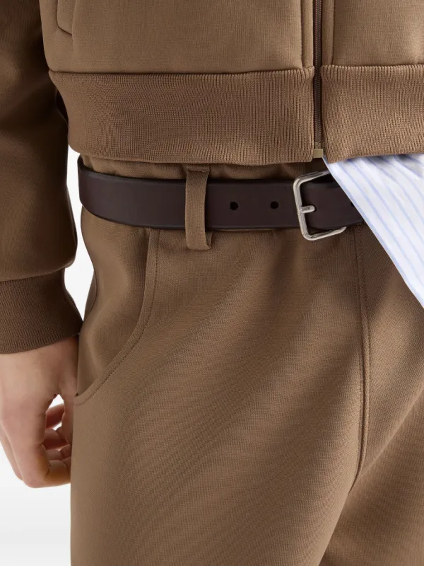 Prada triangle-logo elasticated-waist Trousers | Brown | FARFETCH
