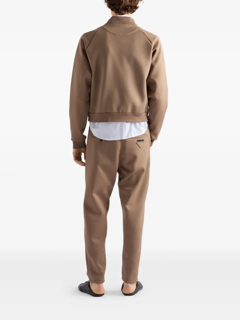 Prada Broek met elastische taille en logo Bruin