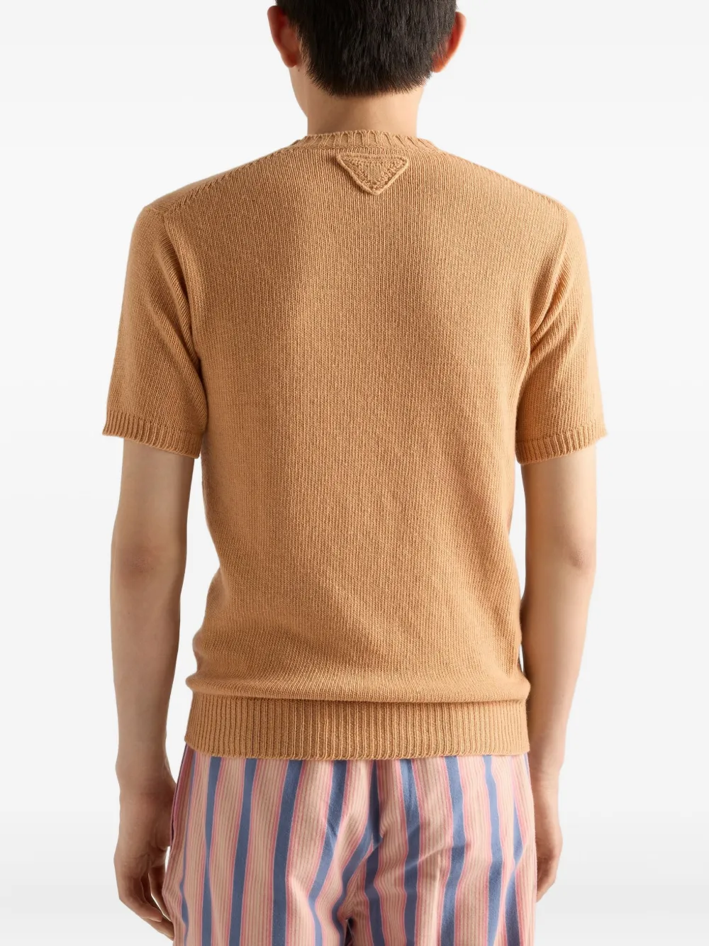 Prada Ribgebreid T-shirt Beige