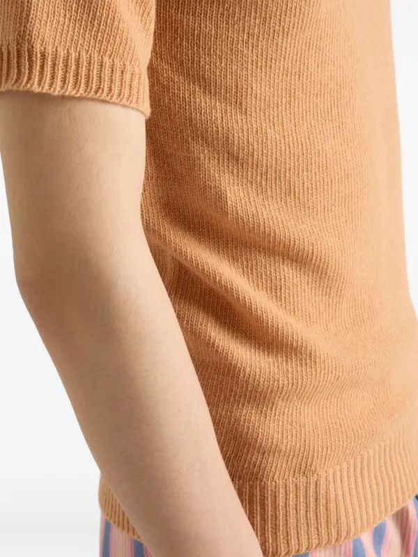 Prada ribbed-knit short-sleeve T-shirt | Neutrals | FARFETCH
