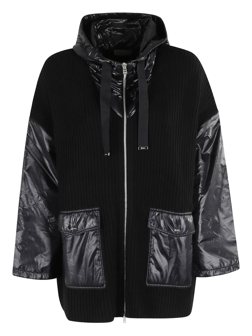Herno Geribbeld jack met capuchon Zwart