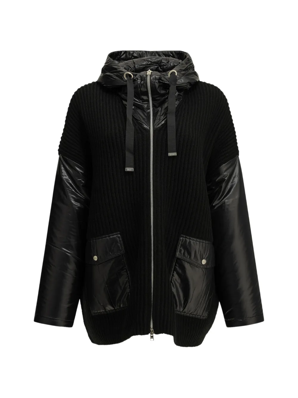 Herno Geribbeld jack met capuchon Zwart