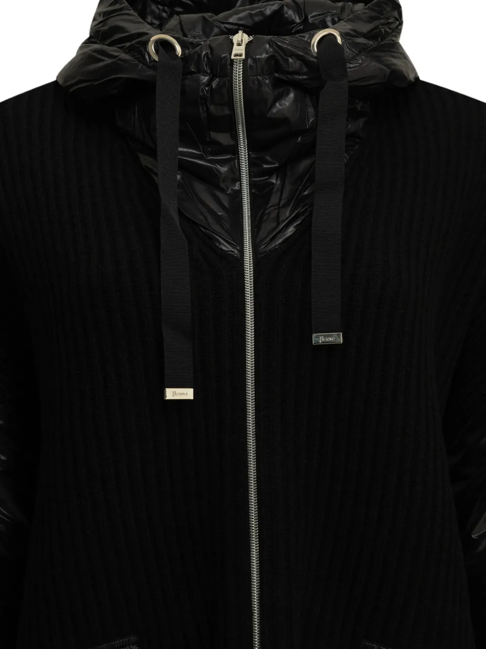 Herno Geribbeld jack met capuchon Zwart