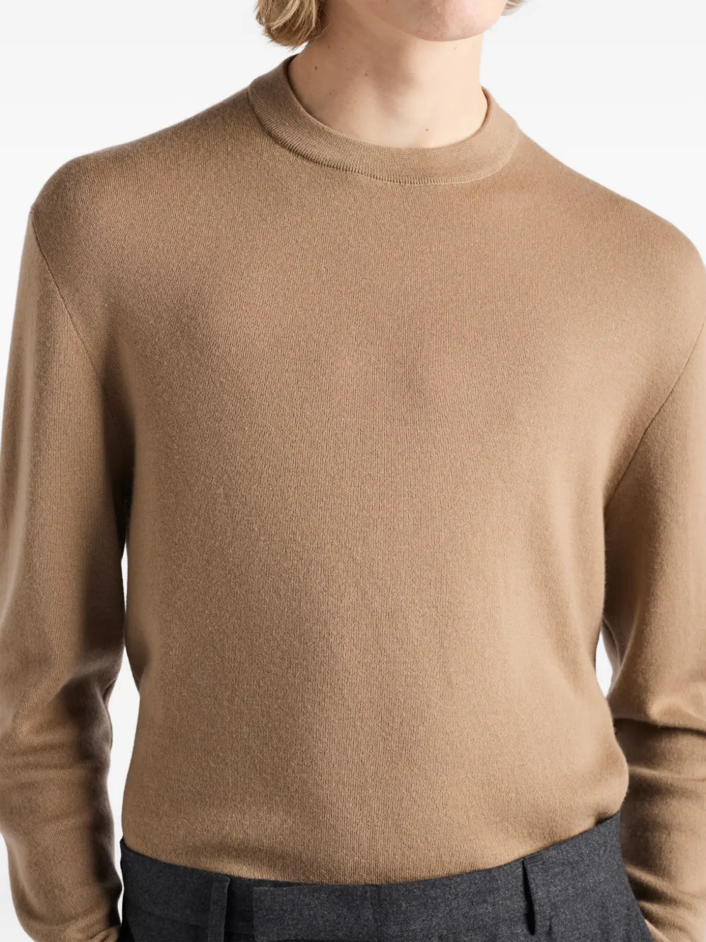 Prada Triangle-logo Cashmere Sweater In Brown