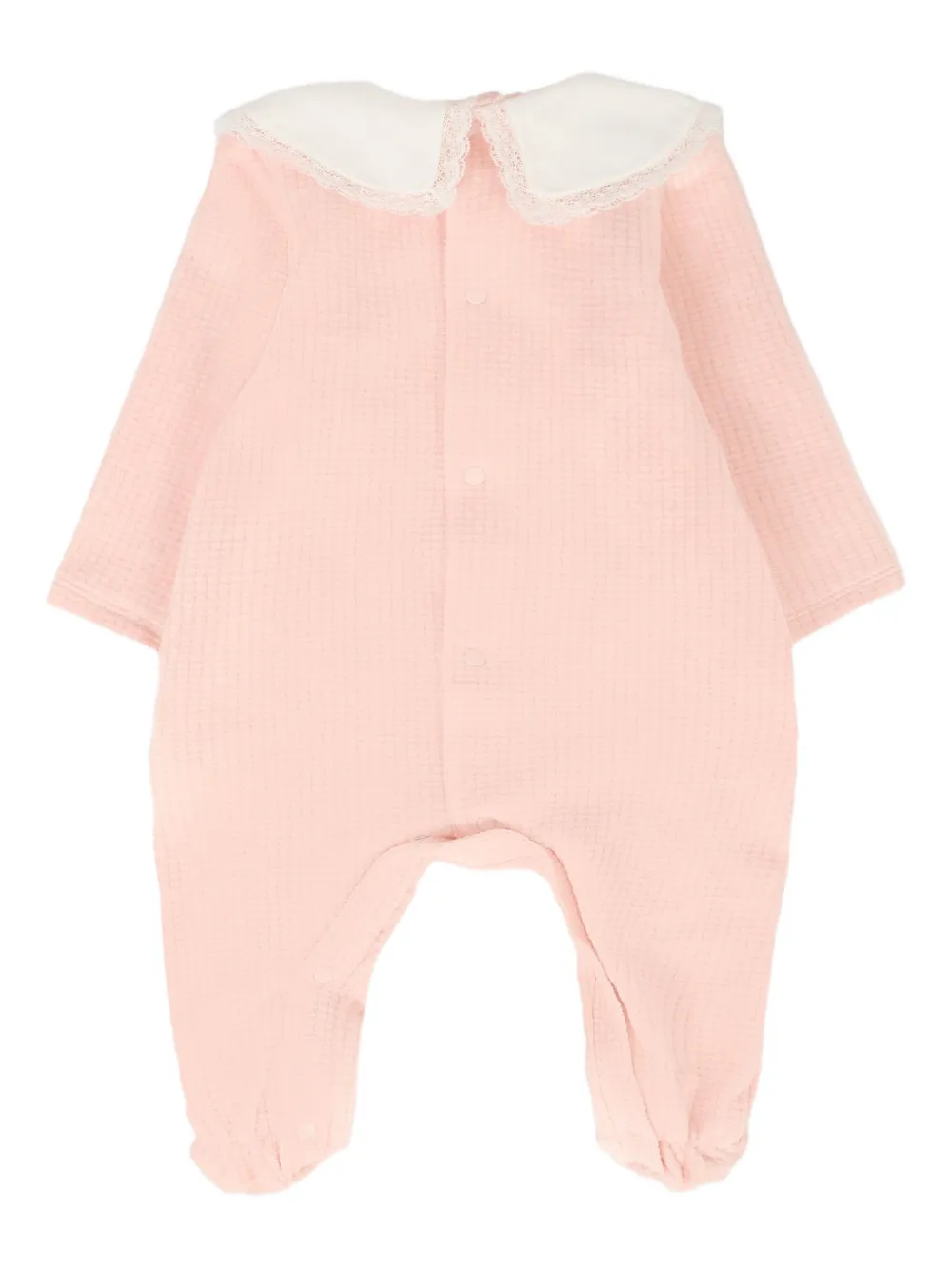 Paz Rodriguez lace-trimmed waffle-textured babygrow | Pink | Image 1