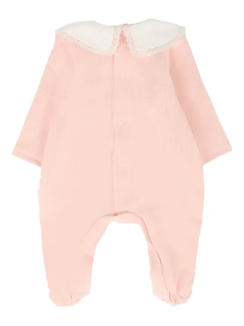 Paz Rodriguez lace-trimmed waffle-textured babygrow