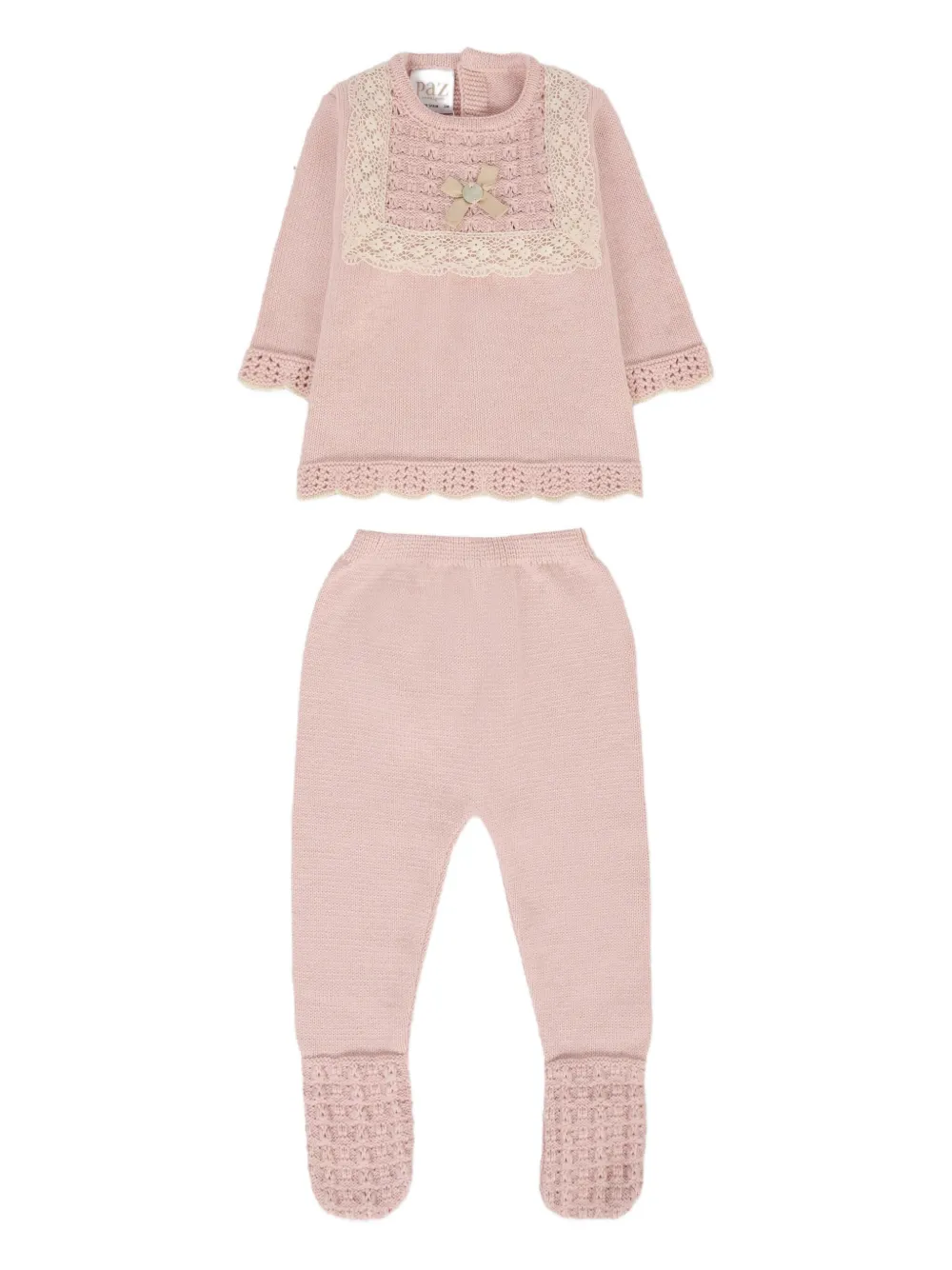 Paz Rodriguez lace-trimmed knitted babygrow | Pink | Image 1