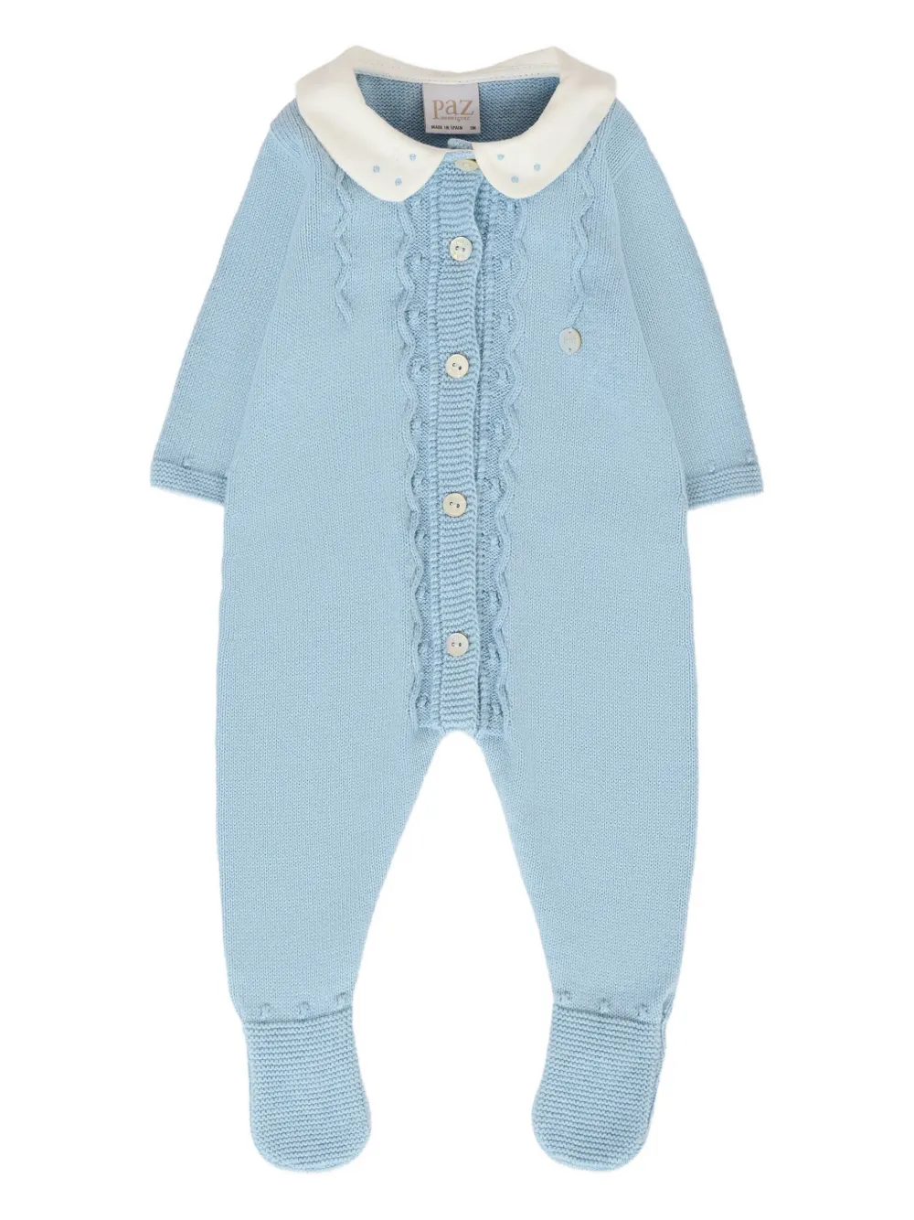 Paz Rodriguez Kabelgebreide romper met Peter Pan kraag Blauw
