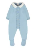 Paz Rodriguez cable-knit Peter Pan collar babygrow - Blue