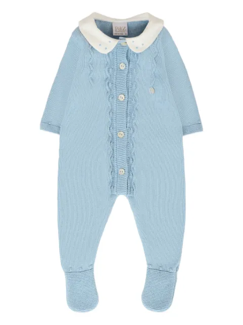 Paz Rodriguez cable-knit Peter Pan collar babygrow