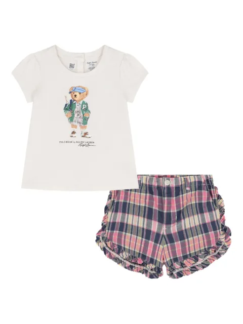 POLO RALPH LAUREN KIDS Polo Bear ruffled T-shirt and shorts set