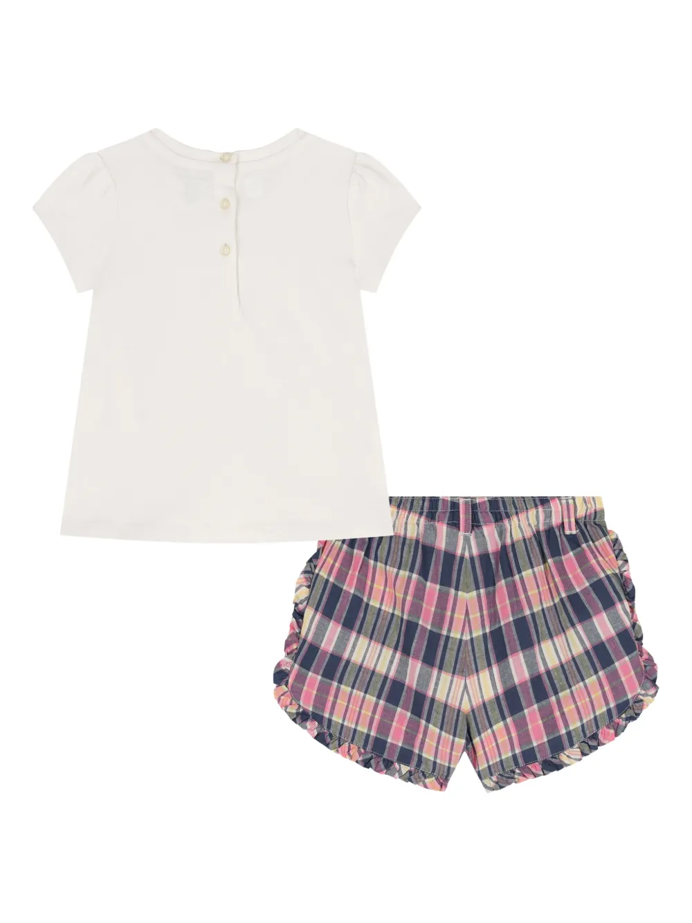 POLO RALPH LAUREN KIDS T-shirt en shorts set met ruches Wit